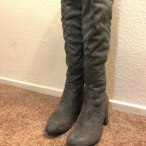 Grey Over the Knee Boots
